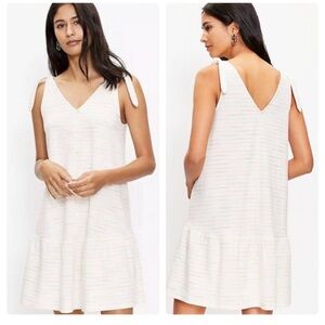 LOFT bow strap button flounce dress NWT